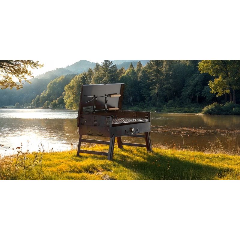 Casa si Gradina - Gradina si terasa - Gratare si accesorii - Gratare de gradina - Gratar portabil pliabil tip valiza pentru camping, cu accesorii de gratar incluse, 45x30x30 cm - Infinity.ro