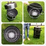 Casa si Gradina - Gradina si terasa - Gratare si accesorii - Gratare de gradina - Gratar metalic carbuni inchis 3 nivele cu capac si termometru, cos fum reglabil, recipient apa, 80x44x38 cm - Infinity.ro