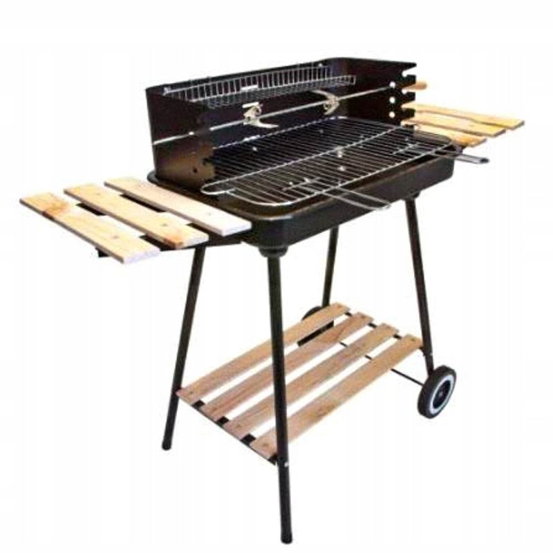 Casa si Gradina - Gradina si terasa - Gratare si accesorii - Gratare de gradina - Gratar metalic carbuni cu tava cromata, spita rotisor, reglare inaltime 4 trepte, 104x88x45 cm - Infinity.ro
