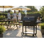 Casa si Gradina - Gradina si terasa - Gratare si accesorii - Gratare de gradina - Gratar carbuni cu capac si termometru, grill fonta, rafturi laterale, roti pentru deplasare, 153x65x137 cm, negru - Infinity.ro