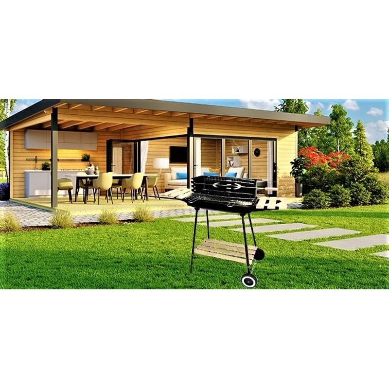 Casa si Gradina - Gradina si terasa - Gratare si accesorii - Gratare de gradina - Gratar metalic carbuni cu tava cromata, spita rotisor, reglare inaltime 4 trepte, 104x88x45 cm - Infinity.ro