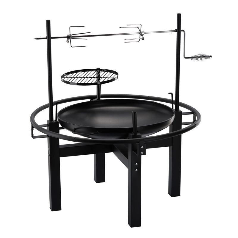 Casa si Gradina - Gradina si terasa - Gratare si accesorii - Gratare de gradina - Gratar multifunctional cu rotisor, constructie metalica rezistenta, 90x86x99 cm, negru - Infinity.ro