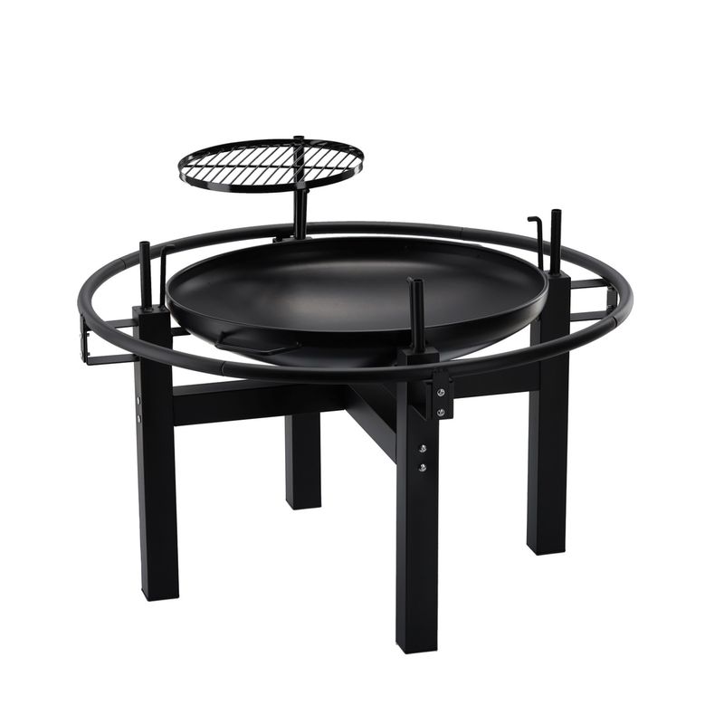 Casa si Gradina - Gradina si terasa - Gratare si accesorii - Gratare de gradina - Gratar multifunctional cu rotisor, constructie metalica rezistenta, 90x86x99 cm, negru - Infinity.ro