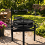 Casa si Gradina - Gradina si terasa - Gratare si accesorii - Gratare de gradina - Gratar multifunctional cu rotisor, constructie metalica rezistenta, 90x86x99 cm, negru - Infinity.ro
