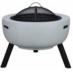 Casa si Gradina - Gradina si terasa - Gratare si accesorii - Gratare de gradina - Semineu de exterior pentru terasa sau gradina din placa de magneziu, cu grill pentru gratar, 60x60x52 cm - Infinity.ro