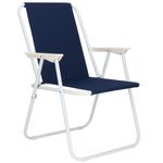 Casa si Gradina - Gradina si terasa - Mobilier exterior - Scaune si sezlonguri gradina - Scaun plaja pliabil cu cotiere, cadru metal vopsit cu pulbere, tesatura sintetica, max 100 kg, 52x74 cm, bleumarin - Infinity.ro