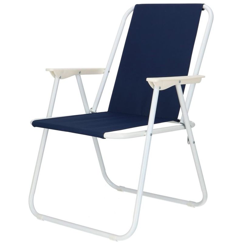 Casa si Gradina - Gradina si terasa - Mobilier exterior - Scaune si sezlonguri gradina - Scaun plaja pliabil cu cotiere, cadru metal vopsit cu pulbere, tesatura sintetica, max 100 kg, 52x74 cm, bleumarin - Infinity.ro