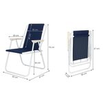 Casa si Gradina - Gradina si terasa - Mobilier exterior - Scaune si sezlonguri gradina - Scaun plaja pliabil cu cotiere, cadru metal vopsit cu pulbere, tesatura sintetica, max 100 kg, 52x74 cm, bleumarin - Infinity.ro