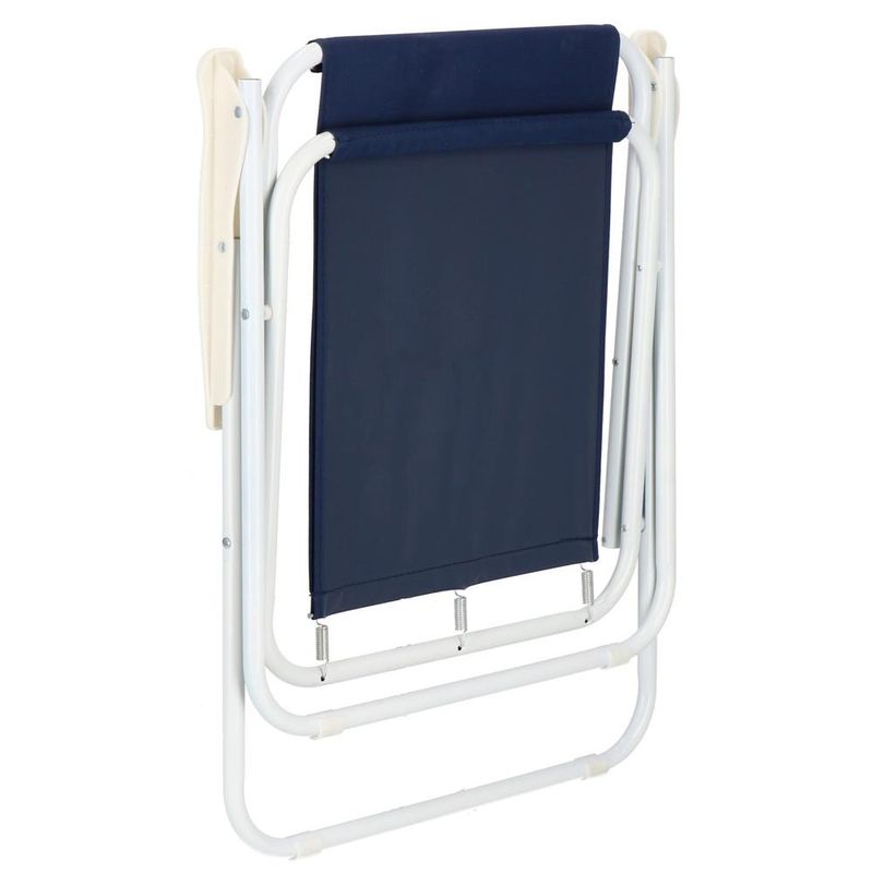 Casa si Gradina - Gradina si terasa - Mobilier exterior - Scaune si sezlonguri gradina - Scaun plaja pliabil cu cotiere, cadru metal vopsit cu pulbere, tesatura sintetica, max 100 kg, 52x74 cm, bleumarin - Infinity.ro