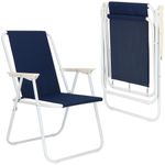 Casa si Gradina - Gradina si terasa - Mobilier exterior - Scaune si sezlonguri gradina - Scaun plaja pliabil cu cotiere, cadru metal vopsit cu pulbere, tesatura sintetica, max 100 kg, 52x74 cm, bleumarin - Infinity.ro