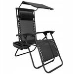 Casa si Gradina - Gradina si terasa - Mobilier exterior - Scaune si sezlonguri gradina - Sezlong pliabil cu parasolar SERSIMO, 85x77x150cm, Negru - Infinity.ro