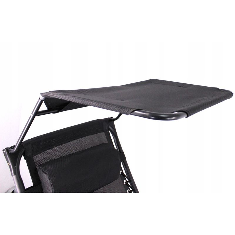 Casa si Gradina - Gradina si terasa - Mobilier exterior - Scaune si sezlonguri gradina - Sezlong pliabil cu parasolar SERSIMO, 85x77x150cm, Negru - Infinity.ro