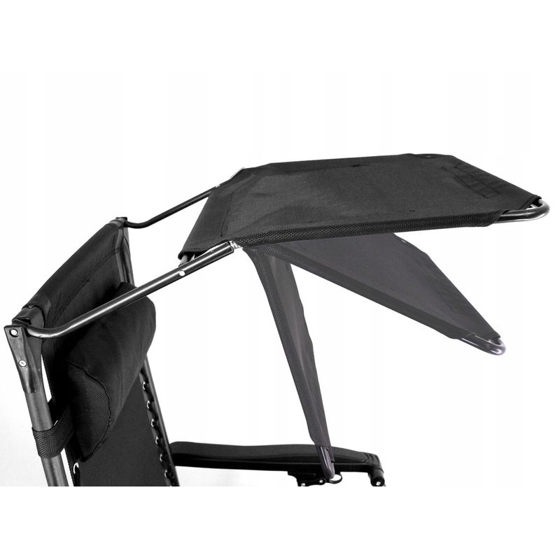 Casa si Gradina - Gradina si terasa - Mobilier exterior - Scaune si sezlonguri gradina - Sezlong pliabil cu parasolar SERSIMO, 85x77x150cm, Negru - Infinity.ro