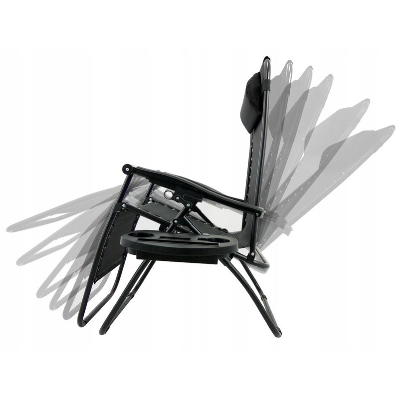 Casa si Gradina - Gradina si terasa - Mobilier exterior - Scaune si sezlonguri gradina - Sezlong pliabil cu parasolar SERSIMO, 85x77x150cm, Negru - Infinity.ro