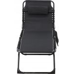 Casa si Gradina - Gradina si terasa - Mobilier exterior - Scaune si sezlonguri gradina - Sezlong pliabil 190x58x30 cm, cu spatar reglabil, perna si buzunar lateral, cadru metalic, negru - Infinity.ro