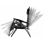 Casa si Gradina - Gradina si terasa - Mobilier exterior - Scaune si sezlonguri gradina - Sezlong pliant cu suport pahar, buzunar si perna, textilene, maxim 120 kg, 65x90x110 cm, negru - Infinity.ro