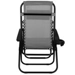 Casa si Gradina - Gradina si terasa - Mobilier exterior - Scaune si sezlonguri gradina - Sezlong scaun pliant plaja sau gradina, Siesta, gravitatie zero, cu tetiera, 175x67x110 cm, gri - Infinity.ro