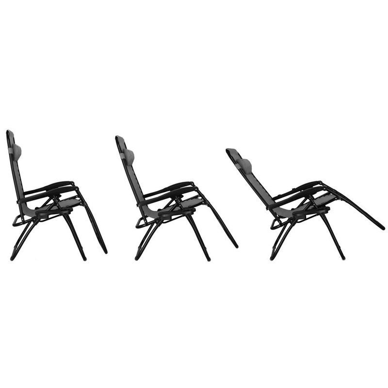 Casa si Gradina - Gradina si terasa - Mobilier exterior - Scaune si sezlonguri gradina - Sezlong scaun pliant plaja sau gradina, Siesta, gravitatie zero, cu tetiera, 175x67x110 cm, gri - Infinity.ro