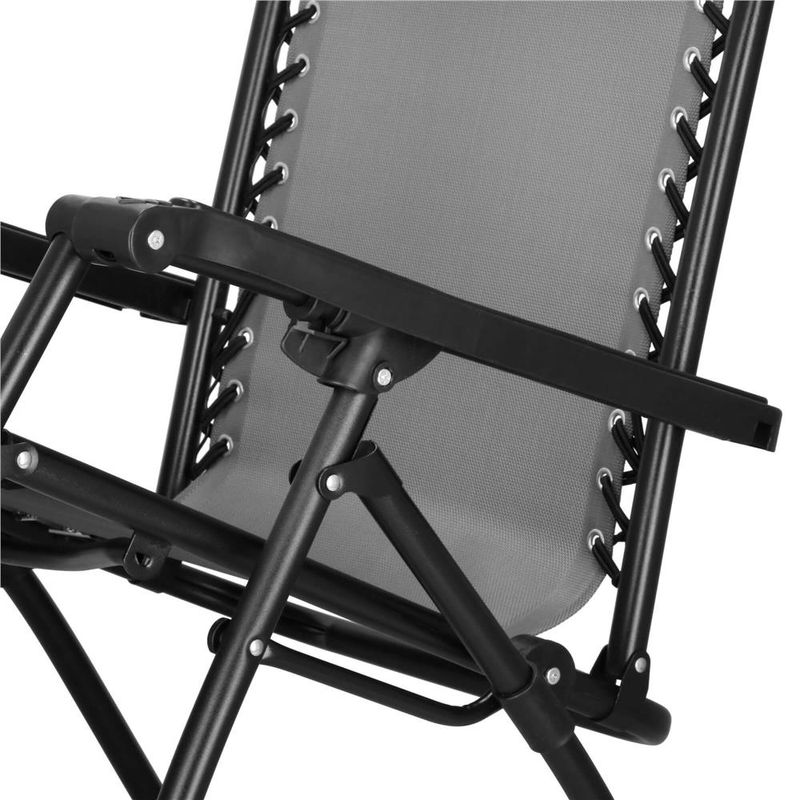 Casa si Gradina - Gradina si terasa - Mobilier exterior - Scaune si sezlonguri gradina - Sezlong scaun pliant plaja sau gradina, Siesta, gravitatie zero, cu tetiera, 175x67x110 cm, gri - Infinity.ro