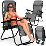 Casa si Gradina - Gradina si terasa - Mobilier exterior - Scaune si sezlonguri gradina - Sezlong scaun pliant plaja sau gradina, Siesta, gravitatie zero, cu tetiera, 175x67x110 cm, gri - Infinity.ro