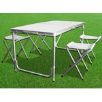 Casa si Gradina - Gradina si terasa - Mobilier exterior - Seturi mobila gradina - Set masa pliabila reglabila si 4 scaune, tip valiza, gri, 120x60cm - Infinity.ro