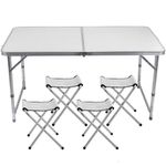 Casa si Gradina - Gradina si terasa - Mobilier exterior - Seturi mobila gradina - Set masa pliabila reglabila si 4 scaune, tip valiza, gri, 120x60cm - Infinity.ro
