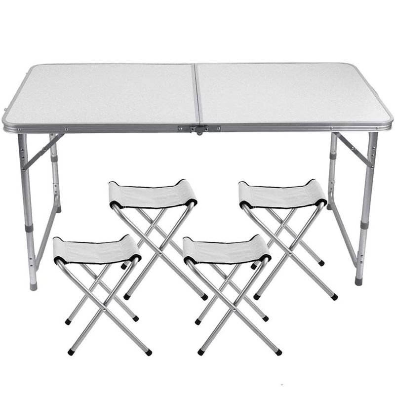 Casa si Gradina - Gradina si terasa - Mobilier exterior - Seturi mobila gradina - Set masa pliabila reglabila si 4 scaune, tip valiza, gri, 120x60cm - Infinity.ro