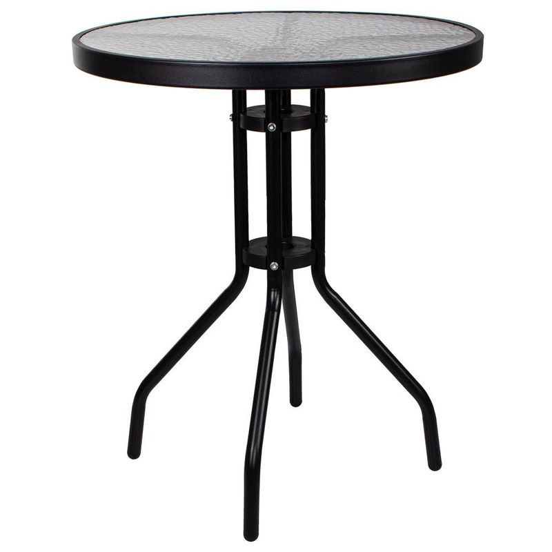 Casa si Gradina - Gradina si terasa - Mobilier exterior - Seturi mobila gradina - Set mobilier gradina, 2 scaune si masa rotunda, blat sticla, cadru metalic, 60x70 cm, negru - Infinity.ro