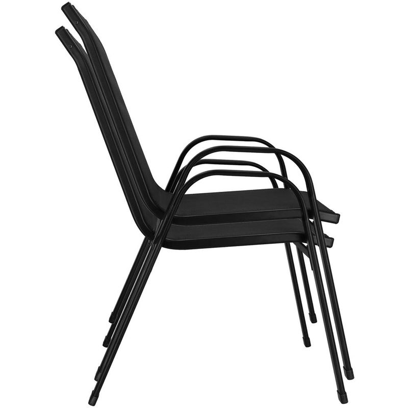 Casa si Gradina - Gradina si terasa - Mobilier exterior - Seturi mobila gradina - Set mobilier gradina, 2 scaune si masa rotunda, blat sticla, cadru metalic, 60x70 cm, negru - Infinity.ro