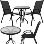Casa si Gradina - Gradina si terasa - Mobilier exterior - Seturi mobila gradina - Set mobilier gradina, 2 scaune si masa rotunda, blat sticla, cadru metalic, 60x70 cm, negru - Infinity.ro