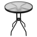 Casa si Gradina - Gradina si terasa - Mobilier exterior - Seturi mobila gradina - Set mobilier gradina, 2 scaune si masa rotunda, blat sticla, cadru metalic, 60x70 cm, negru - Infinity.ro