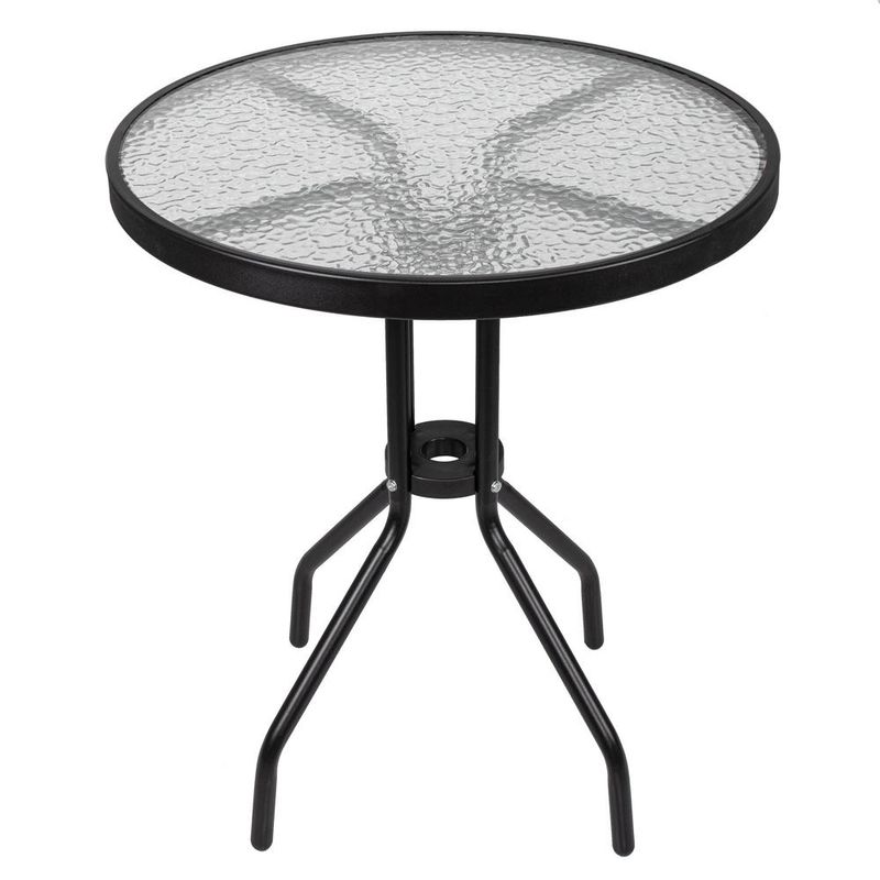 Casa si Gradina - Gradina si terasa - Mobilier exterior - Seturi mobila gradina - Set mobilier gradina, 2 scaune si masa rotunda, blat sticla, cadru metalic, 60x70 cm, negru - Infinity.ro