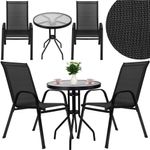 Casa si Gradina - Gradina si terasa - Mobilier exterior - Seturi mobila gradina - Set mobilier gradina, 2 scaune si masa rotunda, blat sticla, cadru metalic, 60x70 cm, negru - Infinity.ro