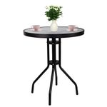 Casa si Gradina - Gradina si terasa - Mobilier exterior - Seturi mobila gradina - Set mobilier gradina, 2 scaune si masa rotunda, blat sticla, cadru metalic, 60x70 cm, negru - Infinity.ro