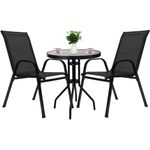 Casa si Gradina - Gradina si terasa - Mobilier exterior - Seturi mobila gradina - Set mobilier gradina, 2 scaune si masa rotunda, blat sticla, cadru metalic, 60x70 cm, negru - Infinity.ro