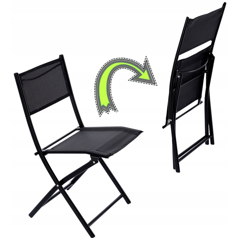 Casa si Gradina - Gradina si terasa - Mobilier exterior - Seturi mobila gradina - Set mobilier gradina sau balcon, masa semirotund sticla cu 2 scaune pliabile, negru - Infinity.ro