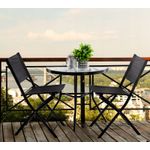 Casa si Gradina - Gradina si terasa - Mobilier exterior - Seturi mobila gradina - Set mobilier gradina sau balcon, masa semirotund sticla cu 2 scaune pliabile, negru - Infinity.ro