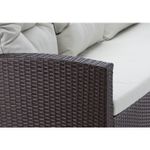 Casa si Gradina - Gradina si terasa - Mobilier exterior - Seturi mobila gradina - Set mobilier gradina 7 piese, canapea 3 locuri, 2 fotolii, 2 tabureti si masa cu blat de sticla, ratan PE, maro si bej - Infinity.ro