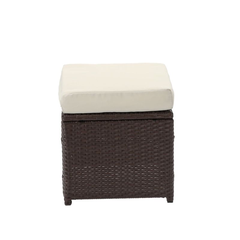 Casa si Gradina - Gradina si terasa - Mobilier exterior - Seturi mobila gradina - Set mobilier gradina 7 piese, canapea 3 locuri, 2 fotolii, 2 tabureti si masa cu blat de sticla, ratan PE, maro si bej - Infinity.ro