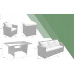 Casa si Gradina - Gradina si terasa - Mobilier exterior - Seturi mobila gradina - Set mobilier gradina 7 piese, canapea 3 locuri, 2 fotolii, 2 tabureti si masa cu blat de sticla, ratan PE, maro si bej - Infinity.ro