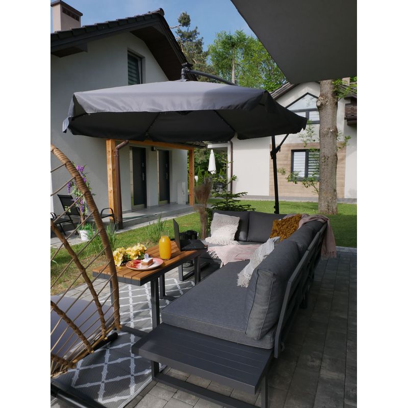 Casa si Gradina - Gradina si terasa - Mobilier exterior - Seturi mobila gradina - Set mobilier gradina Bogota coltar modular, 2 canapele si masa cu inaltime reglabila, cadru aluminiu, 160x70x79 cm, gri - Infinity.ro