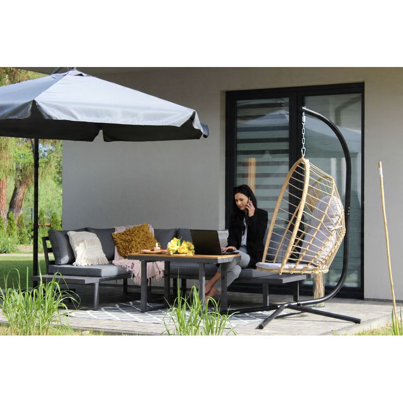 Casa si Gradina - Gradina si terasa - Mobilier exterior - Seturi mobila gradina - Set mobilier gradina Bogota coltar modular, 2 canapele si masa cu inaltime reglabila, cadru aluminiu, 160x70x79 cm, gri - Infinity.ro