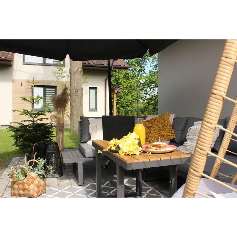 Casa si Gradina - Gradina si terasa - Mobilier exterior - Seturi mobila gradina - Set mobilier gradina Bogota coltar modular, 2 canapele si masa cu inaltime reglabila, cadru aluminiu, 160x70x79 cm, gri - Infinity.ro