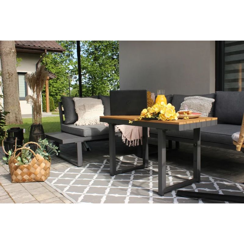 Casa si Gradina - Gradina si terasa - Mobilier exterior - Seturi mobila gradina - Set mobilier gradina Bogota coltar modular, 2 canapele si masa cu inaltime reglabila, cadru aluminiu, 160x70x79 cm, gri - Infinity.ro