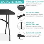 Casa si Gradina - Gradina si terasa - Mobilier exterior - Mese gradina - Masa dreptunghiulara pliabila multifunctionala, pentru gradina sau evenimente, 240x75x74 cm, negru - Infinity.ro