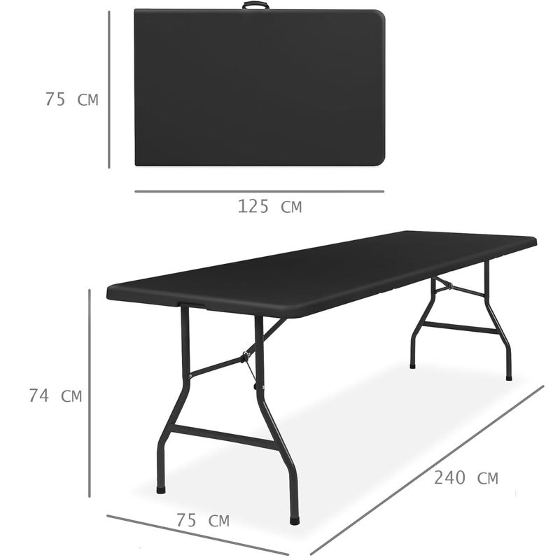 Casa si Gradina - Gradina si terasa - Mobilier exterior - Mese gradina - Masa dreptunghiulara pliabila multifunctionala, pentru gradina sau evenimente, 240x75x74 cm, negru - Infinity.ro