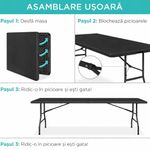 Casa si Gradina - Gradina si terasa - Mobilier exterior - Mese gradina - Masa dreptunghiulara pliabila multifunctionala, pentru gradina sau evenimente, 240x75x74 cm, negru - Infinity.ro