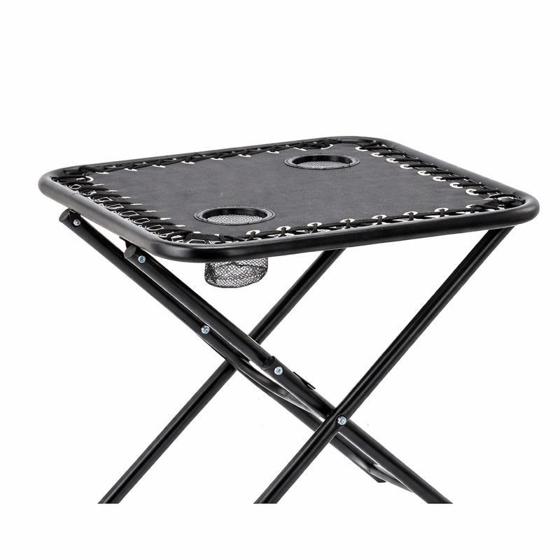Sport si Outdoor - Camping - Mobilier pentru camping - Mese camping - Masa turistica pliabila camping 2 suporturi pahare metalica, 50x50x50 cm, compacta, negru - Infinity.ro