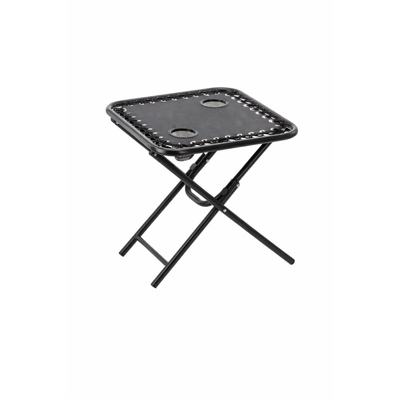 Sport si Outdoor - Camping - Mobilier pentru camping - Mese camping - Masa turistica pliabila camping 2 suporturi pahare metalica, 50x50x50 cm, compacta, negru - Infinity.ro