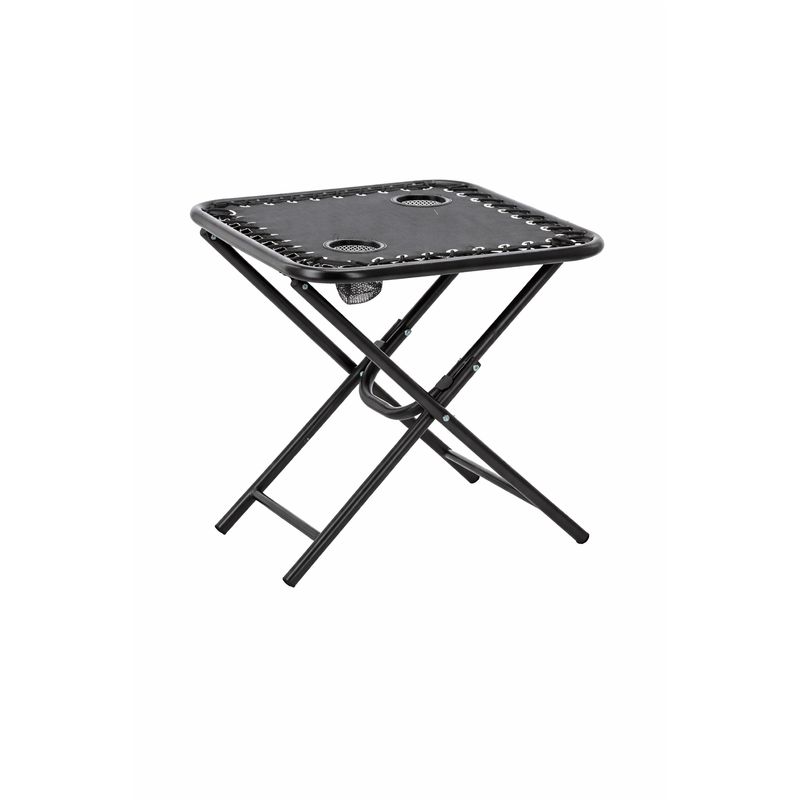 Sport si Outdoor - Camping - Mobilier pentru camping - Mese camping - Masa turistica pliabila camping 2 suporturi pahare metalica, 50x50x50 cm, compacta, negru - Infinity.ro